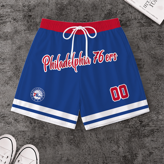 [HOT DEAL] NEW CUSTOMIZED NBA26 P76 PHILADELPHIA 76ERS SHORT PANTS