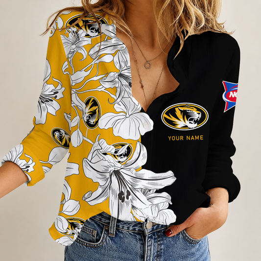 [TOUCHDOWN DEAL] NEW CUSTOMIZED NCAA FBS26 MST MISSOURI TIGERS WOMEN CASUAL SHIRT