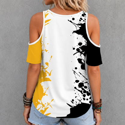 [TOUCHDOWN DEAL]NEW CUSTOMIZED NCAA FBS26 MST MISSOURI TIGERS CRISS CROSS V-NECK TOP