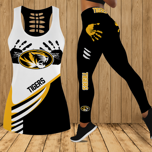 [TOUCHDOWN DEAL]NEW CUSTOMIZED NCAA FBS26 MST MISSOURI TIGERS HOLLOW TANK TOP & LEGGINGS SET