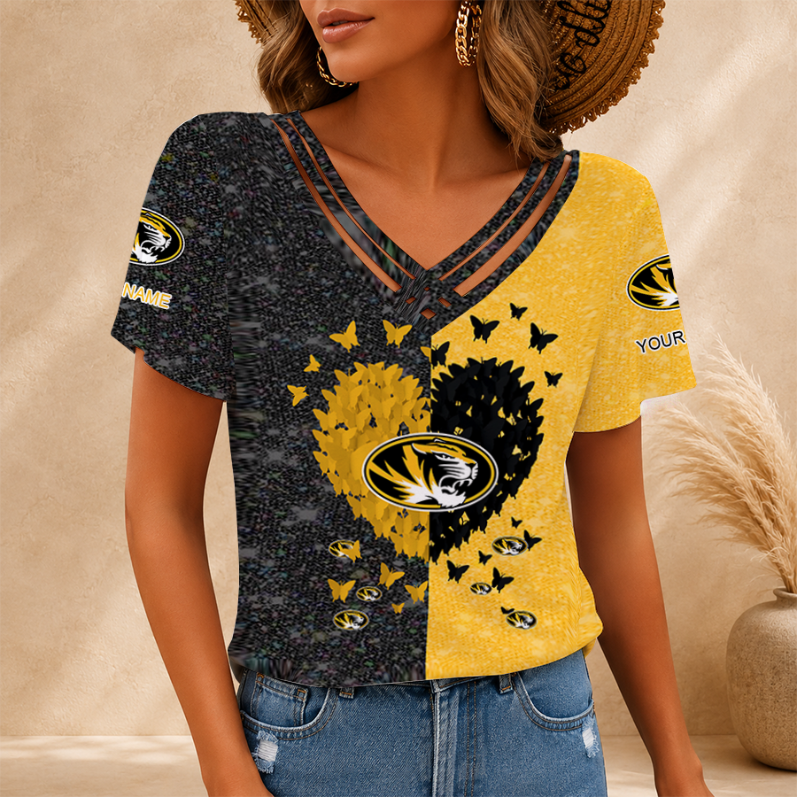 [TOUCHDOWN DEAL] NEW CUSTOMIZED NCAA FBS26 MST MISSOURI TIGERS V-NECK SHIRT