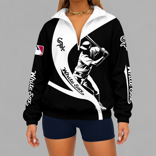 [HOMERUN DEAL] NEW CUSTOMIZED MLB26 CWS CHICAGO WHITE SOX V-NECK ZIPPER SWEATSHIRT JACKET