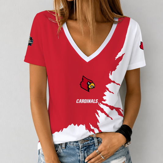 [HOMERUN DEAL] NEW CUSTOMIZED NCAA CWS26 ULC LOUISVILLE CARDINALS V-NECK FEMALE SHIRT