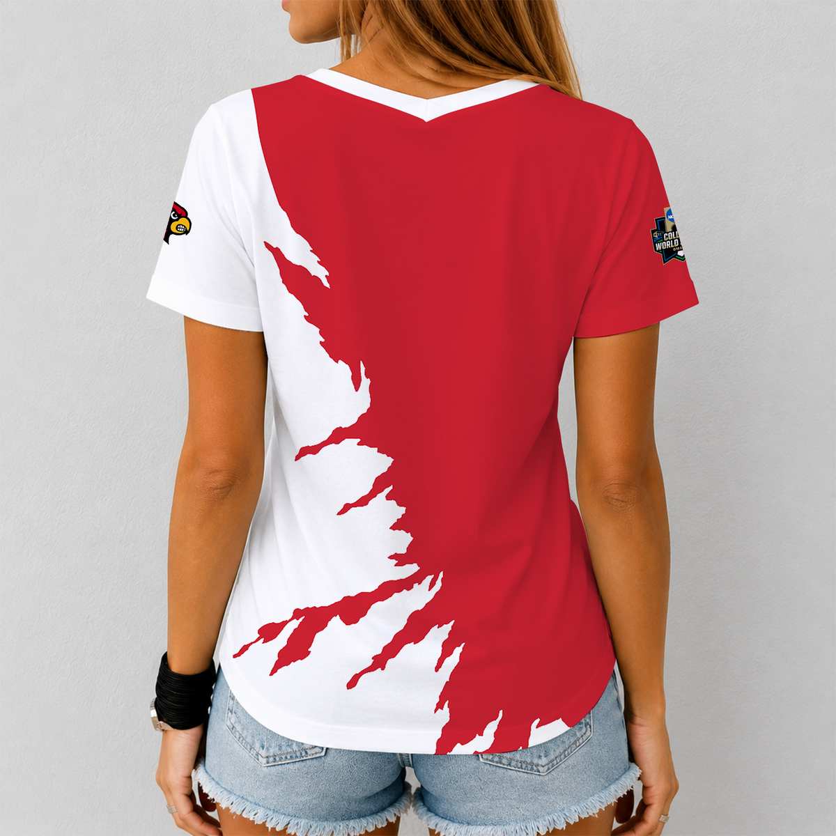 [HOMERUN DEAL] NEW CUSTOMIZED NCAA CWS26 ULC LOUISVILLE CARDINALS V-NECK FEMALE SHIRT