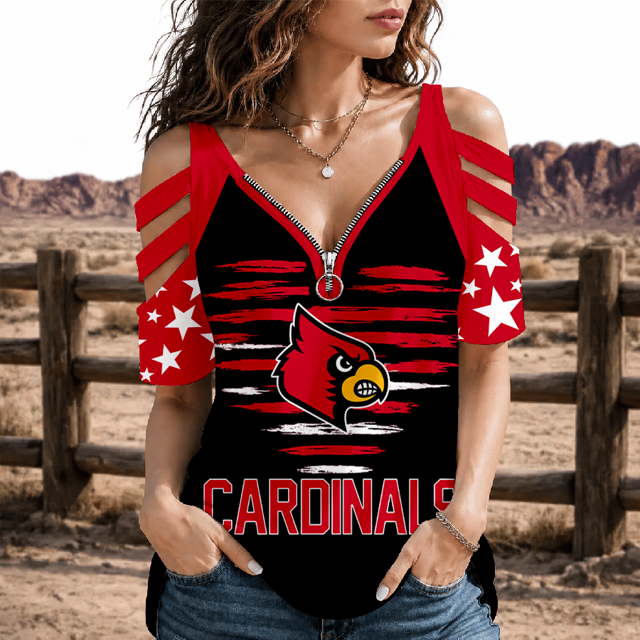 [FAN FAVORITE] NEW CUSTOMIZED NCAA CWS26 ULC LOUISVILLE CARDINALS STRAPPY COLD-SHOULDER TOP
