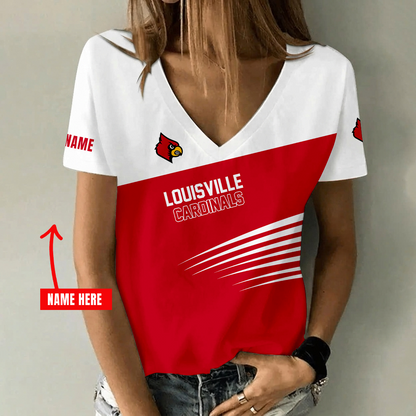 [FAN FAVORITE] NEW CUSTOMIZED NCAA CWS26 ULC LOUISVILLE CARDINALS V-NECK FEMALE SHIRT