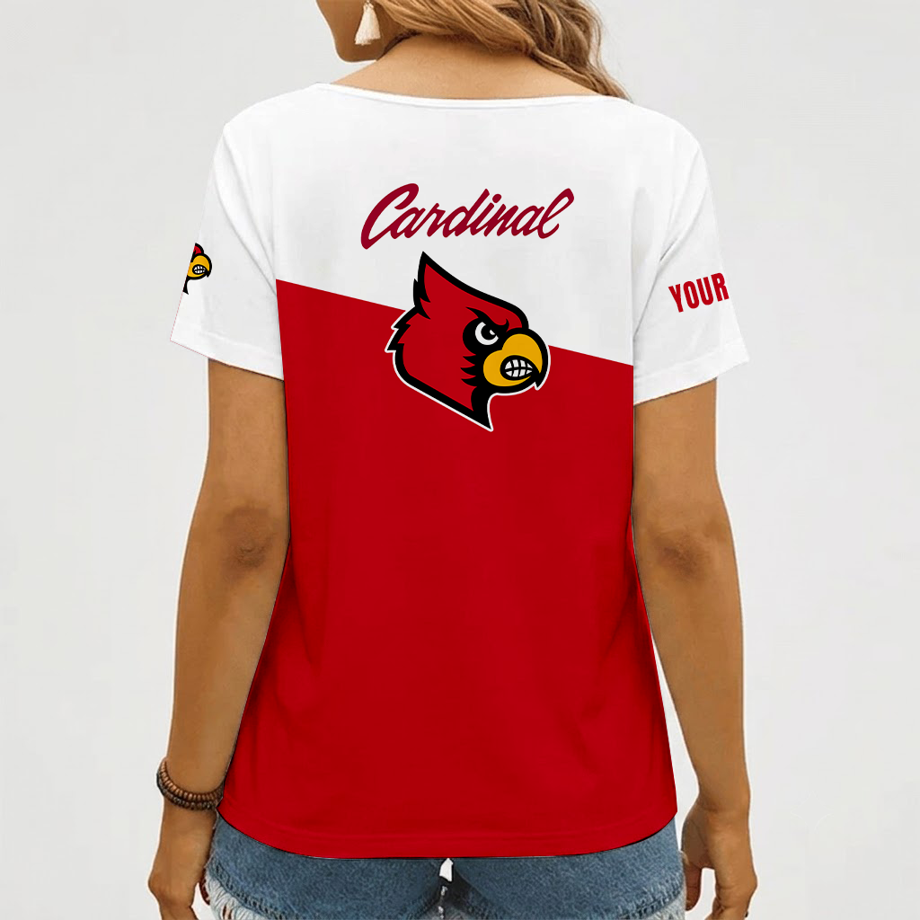 [FAN FAVORITE] NEW CUSTOMIZED NCAA CWS26 ULC LOUISVILLE CARDINALS V-NECK FEMALE SHIRT