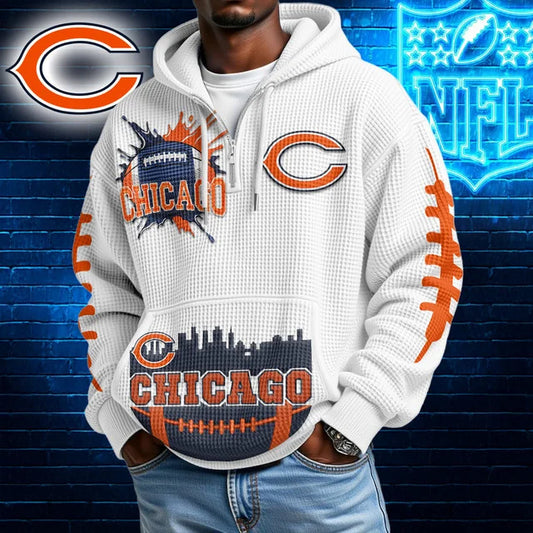 [TOUCHDOWN DEAL] NEW CUSTOMIZED NFL26 CCB CHICAGO BEARS WAFFLE FULL ZIP HOODIE