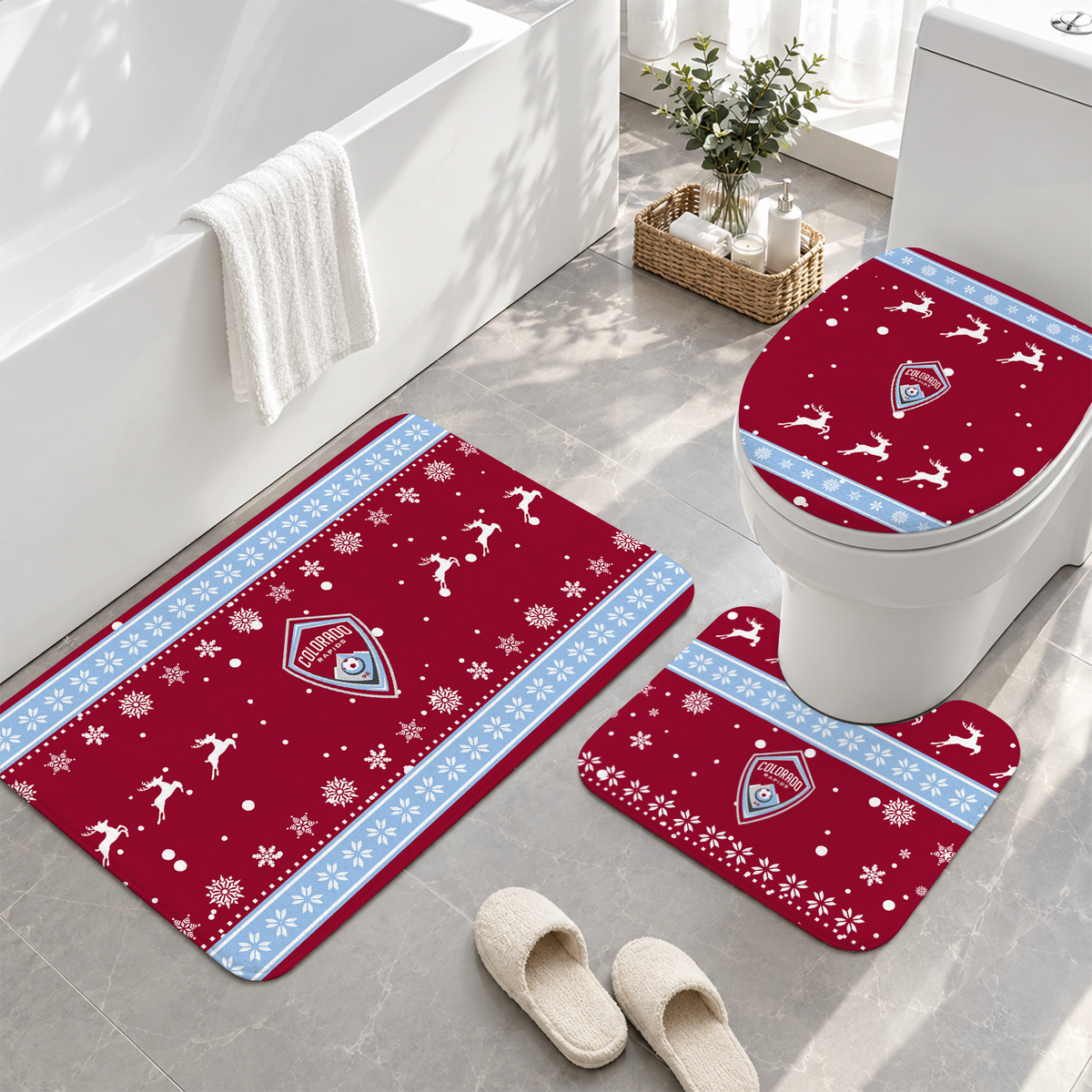 [GOAL DEAL] NEW CUSTOMIZED MLS26 CLR COLORADO RAPIDS 3-PIECE BATHROOM RUG SET