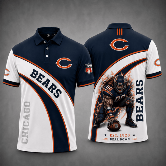[TOUCHDOWN DEAL] NEW CUSTOMIZED NFL26 CCB CHICAGO BEARS POLO SHIRT