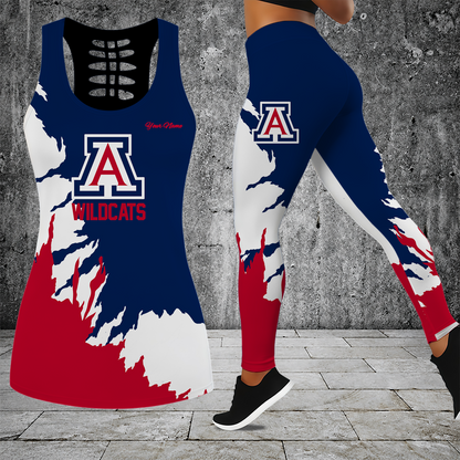 [TOUCHDOWN DEAL] NEW CUSTOMIZED NCAA FBS27 ARW ARIZONA WILDCATS HOLLOW TANK TOP & LEGGINGS SET