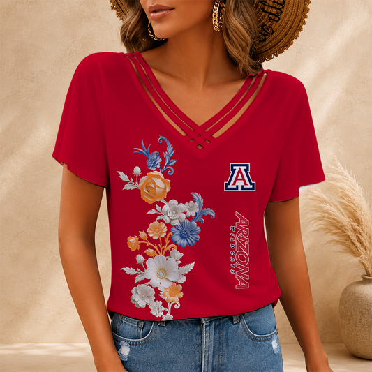 [TOUCHDOWN DEAL] NEW CUSTOMIZED NCAA FBS27 ARW ARIZONA WILDCATS V-NECK SHIRT