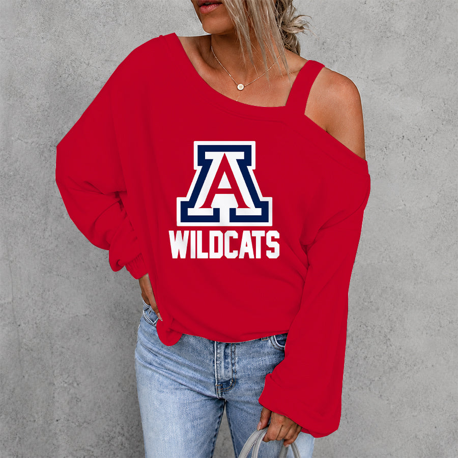 [TOUCHDOWN DEAL] NEW CUSTOMIZED NCAA FBS27 ARW ARIZONA WILDCATS WOMEN'S OFF-SHOULDER LONG SLEEVE SHIRT
