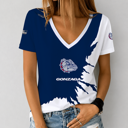 [SLAM DUNK DEAL] NEW CUSTOMIZED NCAA MAM27 GOB GONZAGA BULLDOGS V-NECK FEMALE SHIRT
