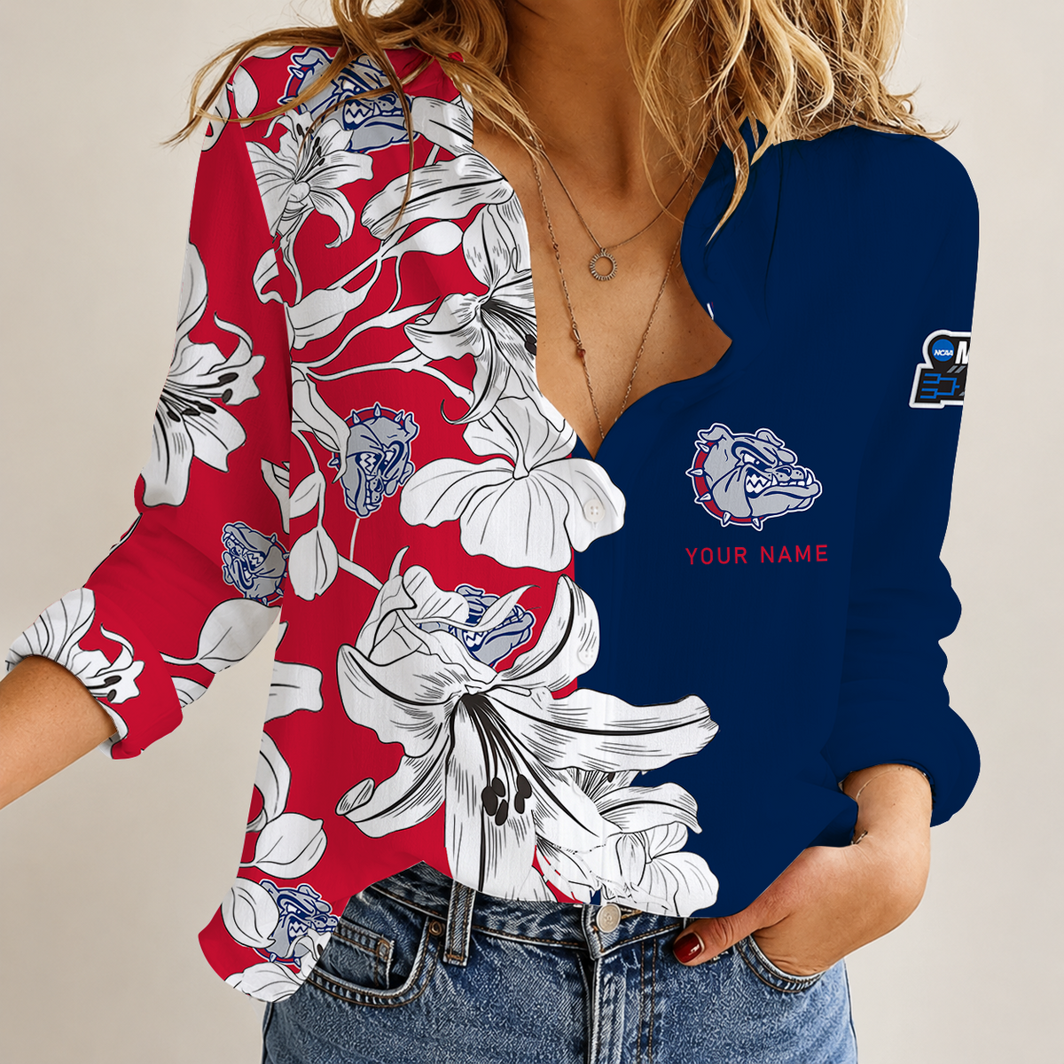 [SLAM DUNK DEAL] NEW CUSTOMIZED NCAA MAM27 GOB GONZAGA BULLDOGS STRAPPY WOMEN CASUAL SHIRT