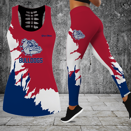 [SLAM DUNK DEAL] NEW CUSTOMIZED NCAA MAM27 GOB GONZAGA BULLDOGS STRAPPY HOLLOW TANK TOP & LEGGINGS SET