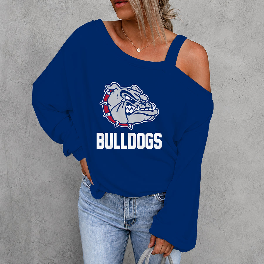 [SLAM DUNK DEAL] NEW CUSTOMIZED NCAA MAM27 GOB GONZAGA BULLDOGS WOMEN'S OFF-SHOULDER LONG SLEEVE SHIRT