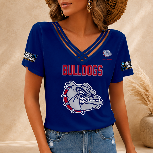 [SLAM DUNK DEAL] NEW CUSTOMIZED NCAA MAM27 GOB GONZAGA BULLDOGS V-NECK SHIRT