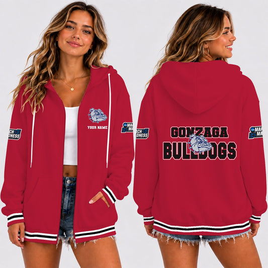[SLAM DUNK DEAL] NEW CUSTOMIZED NCAA MAM27 GOB GONZAGA BULLDOGS STRAPPY ZIP HOODIE