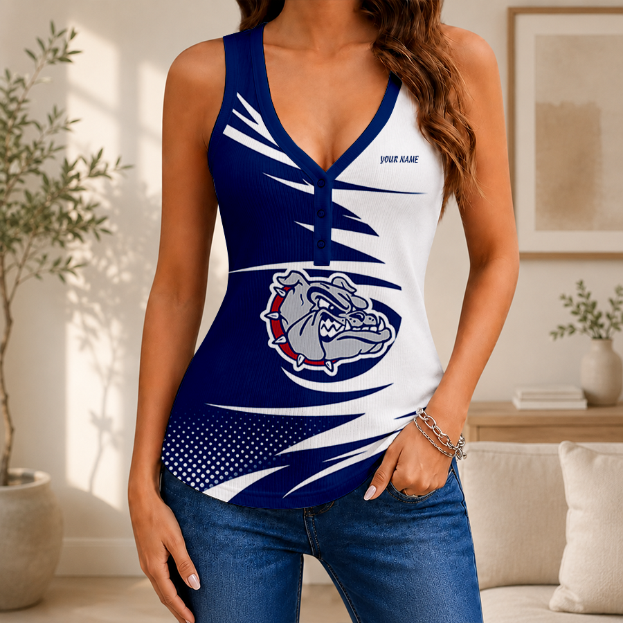 [SLAM DUNK DEAL] NEW CUSTOMIZED NCAA MAM27 GOB GONZAGA BULLDOGS WOMEN'S V-NECK TANK TOP