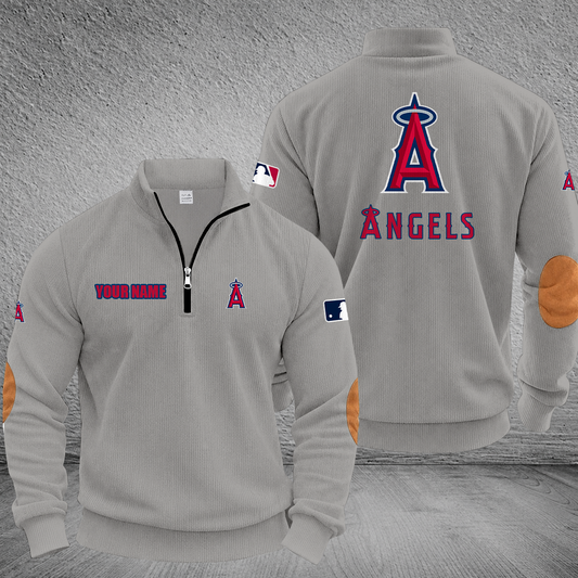 [HOMERUN DEAL] NEW CUSTOMIZED MLB27 LAA LOS ANGELES ANGELS MULTICOLOR STRIPED QUATER ZIP SWEATSHIRT