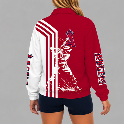 [HOMERUN DEAL] NEW CUSTOMIZED MLB27 LAA LOS ANGELES ANGELS V-NECK ZIPPER SWEATSHIRT JACKET