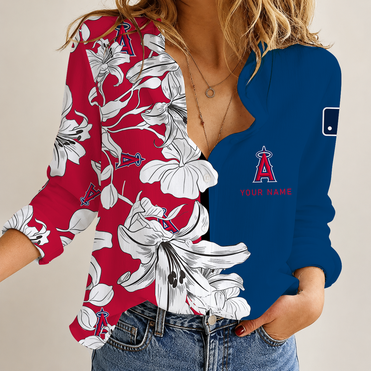 [HOMERUN DEAL] NEW CUSTOMIZED MLB27 LAA LOS ANGELES ANGELS WOMEN CASUAL SHIRT