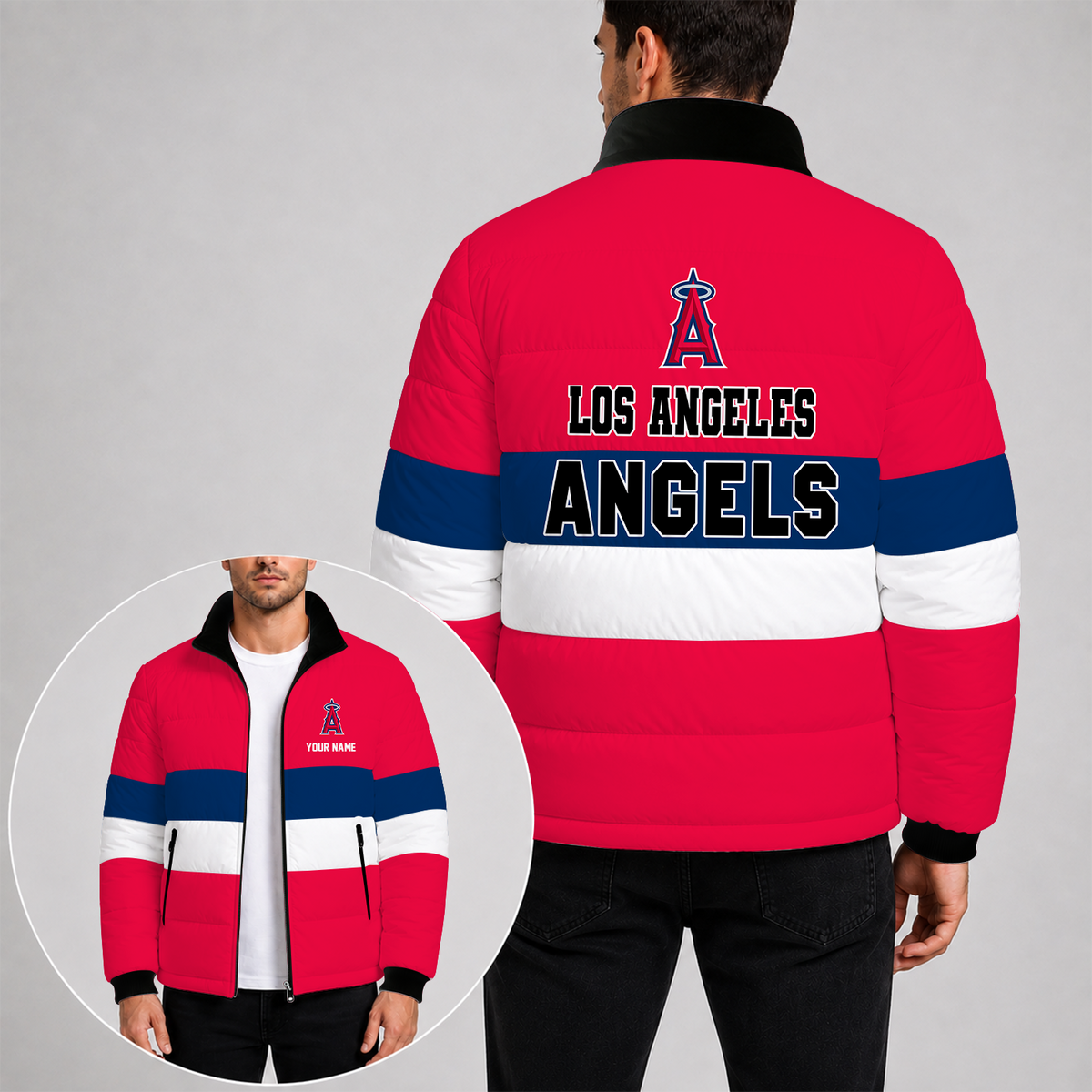 [HOMERUN DEAL] NEW CUSTOMIZED MLB 27 THE ANGELS PUFFER JACKET