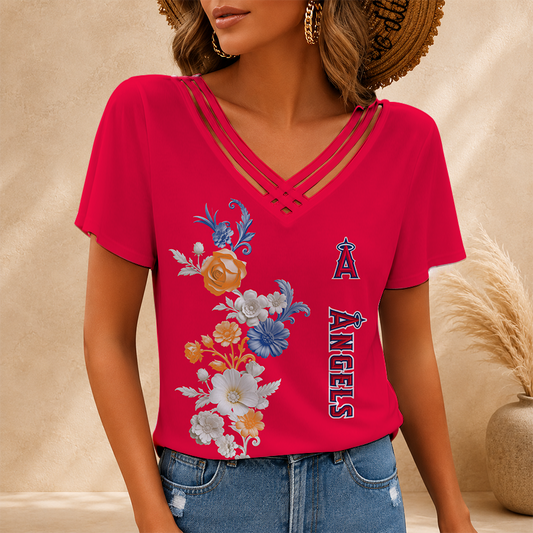 [HOMERUN DEAL] NEW CUSTOMIZED MLB27 LAA LOS ANGELES ANGELS V-NECK SHIRT