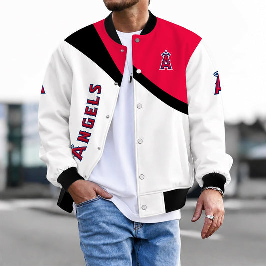 [HOMERUN DEAL] NEW CUSTOMIZED MLB27 LAA LOS ANGELES ANGELS SATIN VARSITY & BASEBALL JACKET