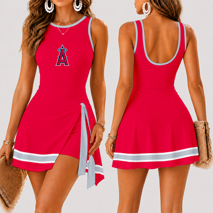 [HOMERUN DEAL] NEW CUSTOMIZED MLB27 LAA LOS ANGELES ANGELS WOMEN'S SUMMER SKORT DRESS
