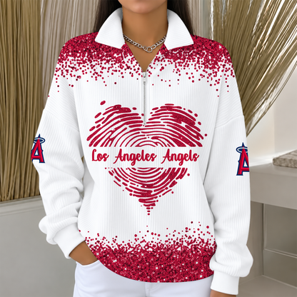 [HOMERUN DEAL] NEW CUSTOMIZED MLB27 LAA THE ANGELS QUARTER ZIP RIBBED SWEATER