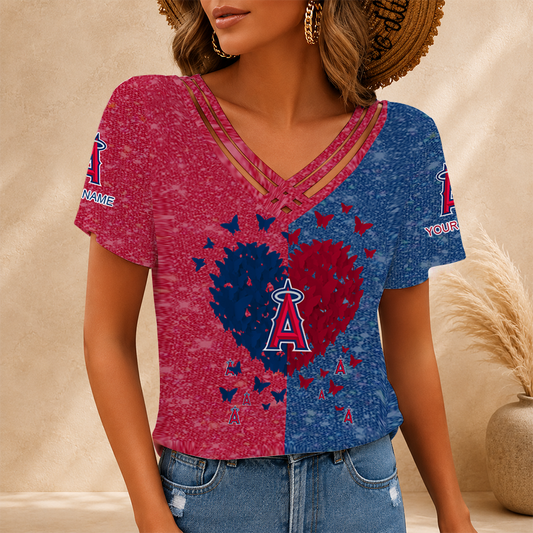 [HOMERUN DEAL] NEW CUSTOMIZED MLB27 LAA LOS ANGELES ANGELS V-NECK SHIRT