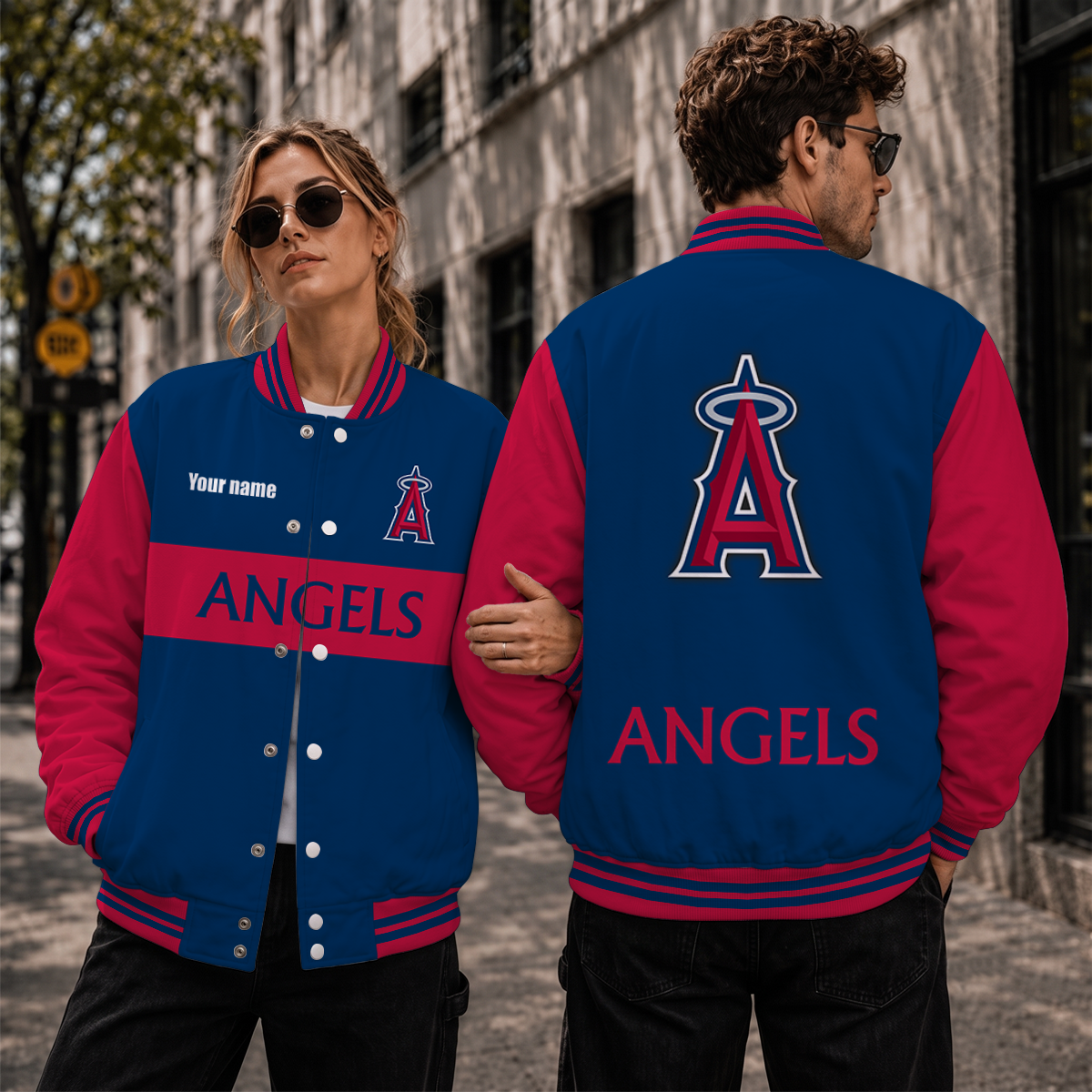 [HOMERUN DEAL] NEW CUSTOMIZED MLB27 LAA LOS ANGELES ANGELS SATIN VARSITY & BASEBALL JACKET