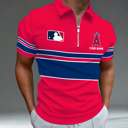 [HOMERUN DEAL] NEW CUSTOMIZED MLB27 LAA LOS ANGELES ANGELS ZIP POLO SHIRT