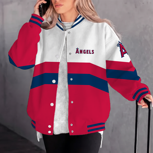 [HOMERUN DEAL] NEW CUSTOMIZED MLB27 LAA LOS ANGELES ANGELS SATIN VARSITY & BASEBALL JACKET