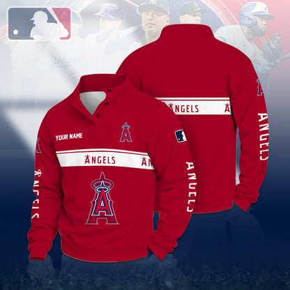[HOMERUN DEAL] NEW CUSTOMIZED MLB27 LAA LOS ANGELES ANGELS QUARTER-BUTTON SWEATSHIRT
