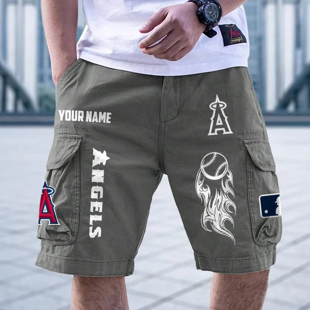 [HOMERUN DEAL] NEW CUSTOMIZED MLB27 LAA LOS ANGELES ANGELS MEN'S CARGO SHORTS