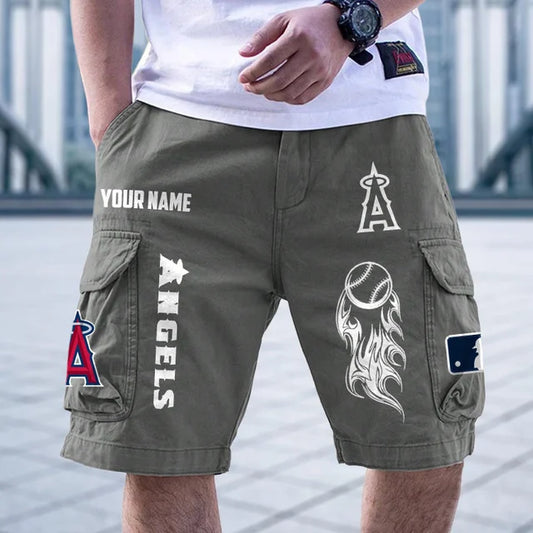 [HOMERUN DEAL] NEW CUSTOMIZED MLB27 LAA LOS ANGELES ANGELS MEN'S CARGO SHORTS