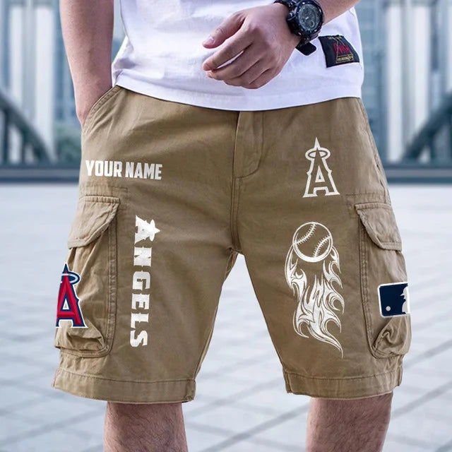 [HOMERUN DEAL] NEW CUSTOMIZED MLB27 LAA LOS ANGELES ANGELS MEN'S CARGO SHORTS