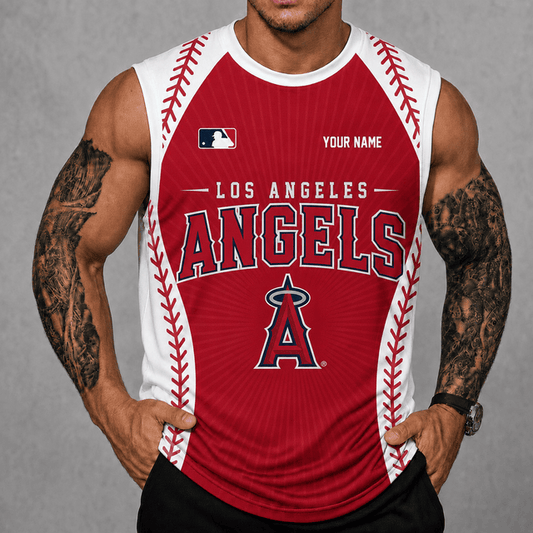 [HOMERUN DEAL] NEW CUSTOMIZED MLB27 LAA LOS ANGELES ANGELS TANK TOP & GYM SHIRT
