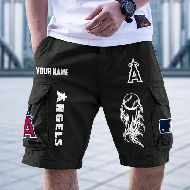 [HOMERUN DEAL] NEW CUSTOMIZED MLB27 LAA LOS ANGELES ANGELS MEN'S CARGO SHORTS
