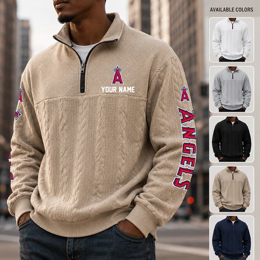 [HOMERUN DEAL] NEW CUSTOMIZED MLB27 LAA LOS ANGELES ANGELS MULTICOLOR QUARTER-ZIP SWEATSHIRT