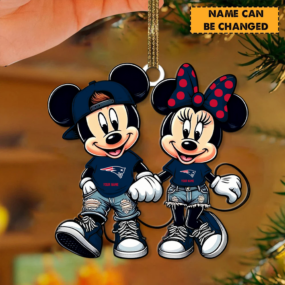[TOUCHDOWN DEAL] NEW CUSTOMIZED NFL27 NEP NEW ENGLAND PATRIOTS CHRISTMAS ACRYLIC ORNAMENT