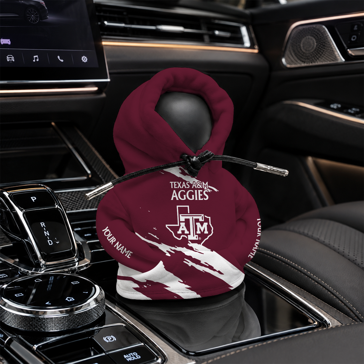 [HOMERUN DEAL] NEW CUSTOMIZED NCAA CWS27 TAA TEXAS A&M AGGIES AUTOMOTIVE HOODIE SHIFT KNOB COVER