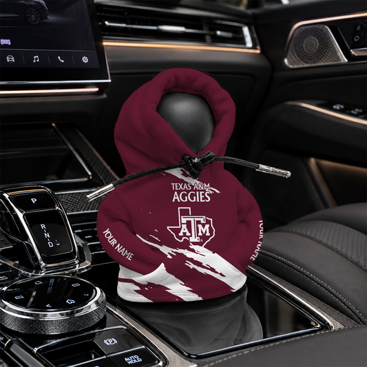 [HOMERUN DEAL] NEW CUSTOMIZED NCAA CWS27 TAA TEXAS A&M AGGIES AUTOMOTIVE HOODIE SHIFT KNOB COVER