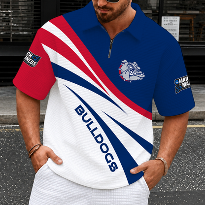 [SLAM DUNK DEAL] NEW CUSTOMIZED NCAA MAM27 GOB GONZAGA BULLDOGS QUARTER-ZIP POLO SHIRT