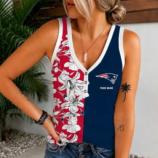 [TOUCHDOWN DEAL] NEW CUSTOMIZED NFL27 NEP NEW ENGLAND PATRIOTS WOMEN'S V-NECK TANK TOP