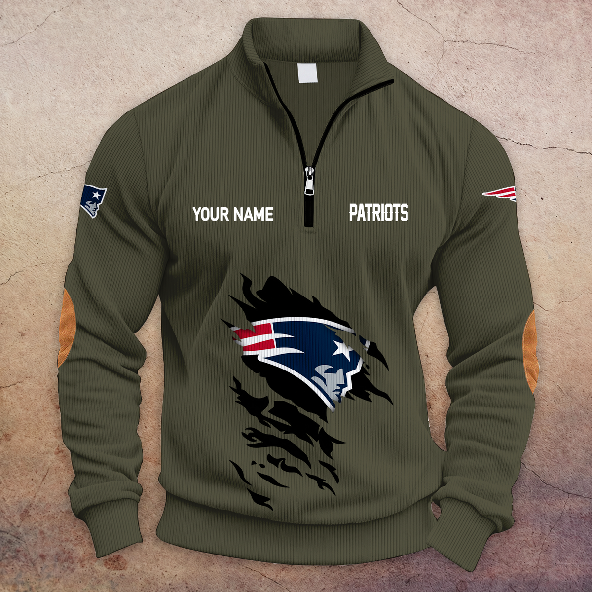 [TOUCHDOWN DEAL] NEW CUSTOMIZED NFL27 NEP NEW ENGLAND PATRIOTS MULTICOLOR STRIPED QUATER ZIP SWEATSHIRT