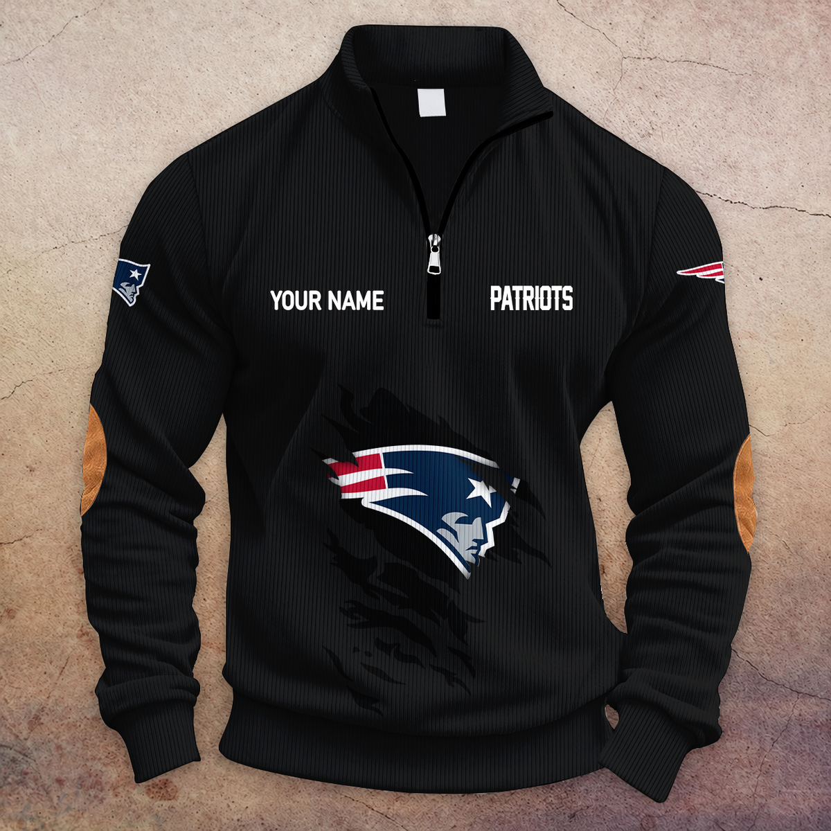 [TOUCHDOWN DEAL] NEW CUSTOMIZED NFL27 NEP NEW ENGLAND PATRIOTS MULTICOLOR STRIPED QUATER ZIP SWEATSHIRT